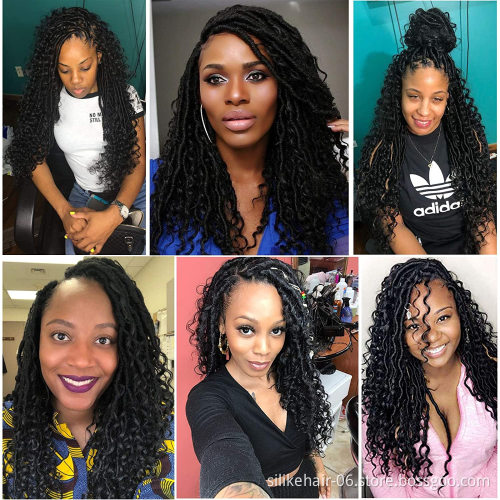 Silike Goddess Locs Crochet Hair 24/stands synthetic Curly Braiding Faux Locs braid 24inch Bohemian Hair Soft braids